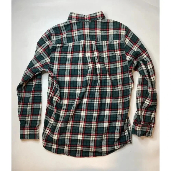 St Johns Bay Button Up Flannel Shirt Men’s Size Medium Plaid Green Red Christmas - Picture 6 of 6